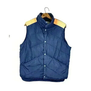 Woolrich Navy Blue‎ & Orange Puffer Down Vest, Mens M Vintage Outerwear 42823